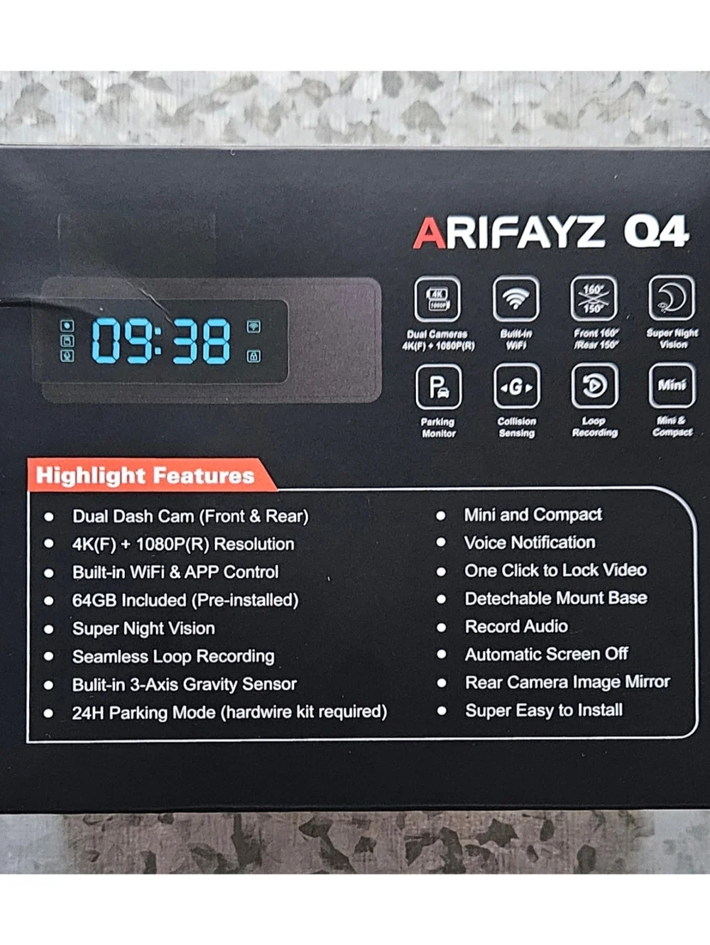 ARIFAYZ Dash Cam Front and Rear 4K+1080P